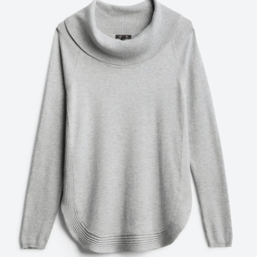 LETY & ME Ece Cowl Neck Curved Hem Pullover